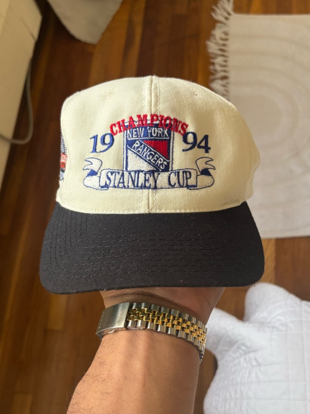 Vintage New York Rangers 1994 Stanley Cup Champions Cream and Black Hat